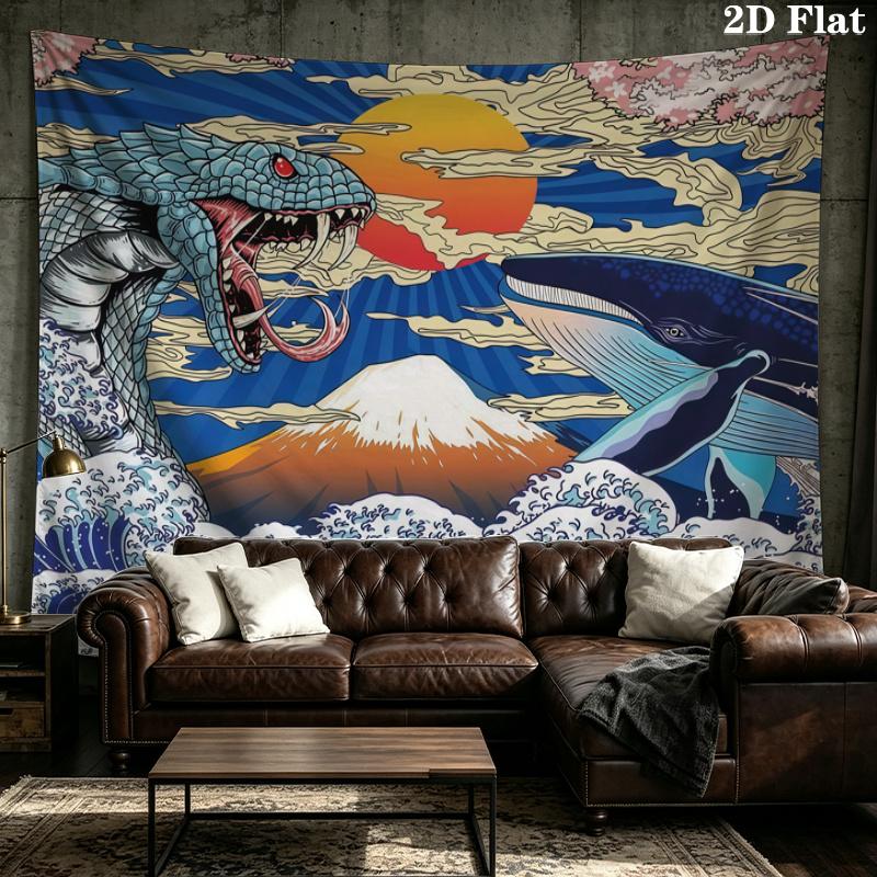 Japanese Style Art Wall Tapestry Aesthetic Wall Hanging Printed Fabric Blanket Decorative Tapestries for Bedroom Living Room Home Decor