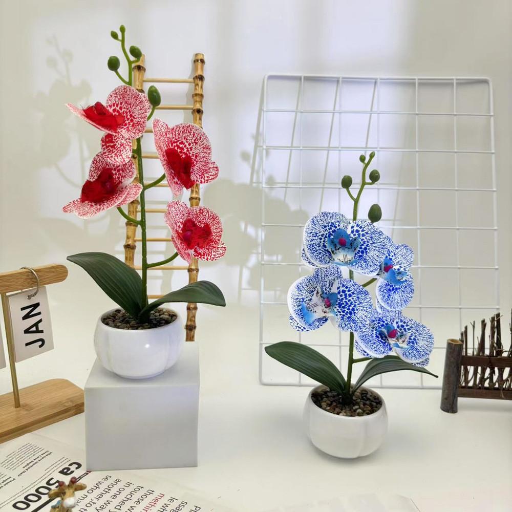 Phalaenopsis Faux Flower Bonsai Desk Decor For Home Office Decoration Wedding