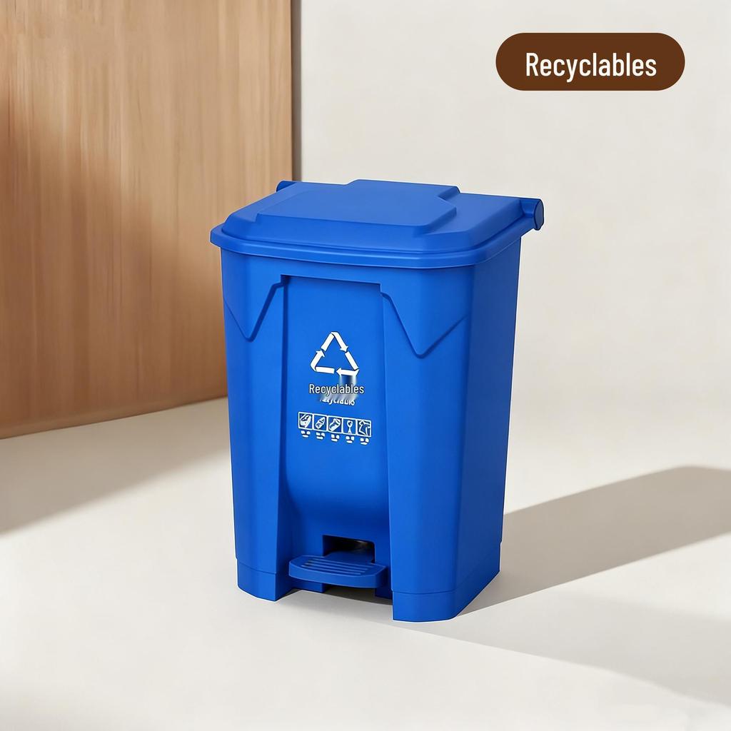 Large Outdoor Commercial Plastic Pedal Trash Can with Lid for Kitchen and Home