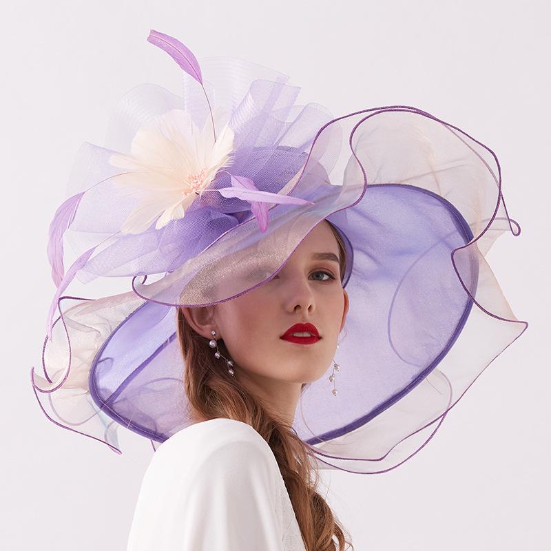 Dafunna Donne Cappello Tesa Larga Pieghevole Organza Cappello Di Estate - Foto 3