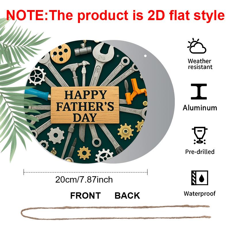 

2D Flat 1pc, 8x8 in, Happy Father s Day Tool Artwork Aluminum Logo, Unique, Durable, Easy To Hang Metal Decoration, Suitable for Bedrooms, Kitchens 1pc