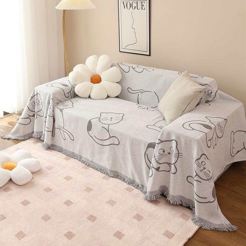 Cartoon Cat Sofa Cover Cloth Four Seasons Universal Non-Slip Chenille Cushion Anti-Scratching Full Covered Sofa Cover Cover Towel