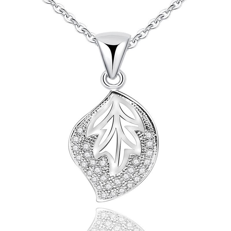 Fully Diamond Leaf Necklace Jewelry for Women Versatile High-end Collarbone Chain