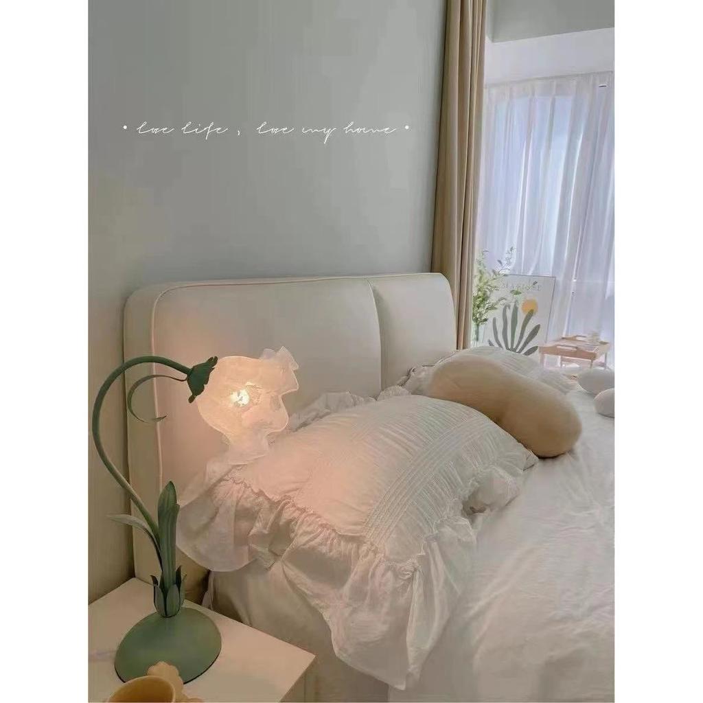French Lily of the Valley Table Lamp, Vintage Floral Ambient Night Light, Decorative Flower Desk Lamp for Bedroom Bedside