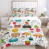 3pcs Doodle Pattern Bedding Set, Breathable and Soft, Suitable for All Seasons, Ideal for Home Use, Suitable for Bedroom Decor 21165