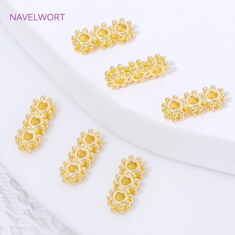 18K Gold Plated Brass 2/3 Holes Beads Separator For Necklace Making Accessories,Spacer Bar,DIY Jewelry Making Supplies