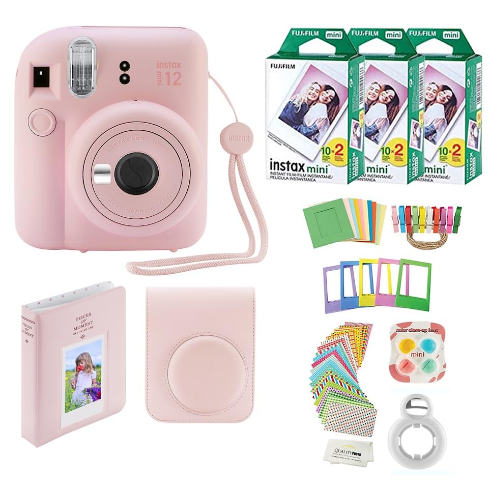

Fujifilm Instax Mini 12 Instant Camera with Case 60 Pieces Fujifilm Print Decoration Sticker Frame Photo Album Other Accessories (Blossom Pink)