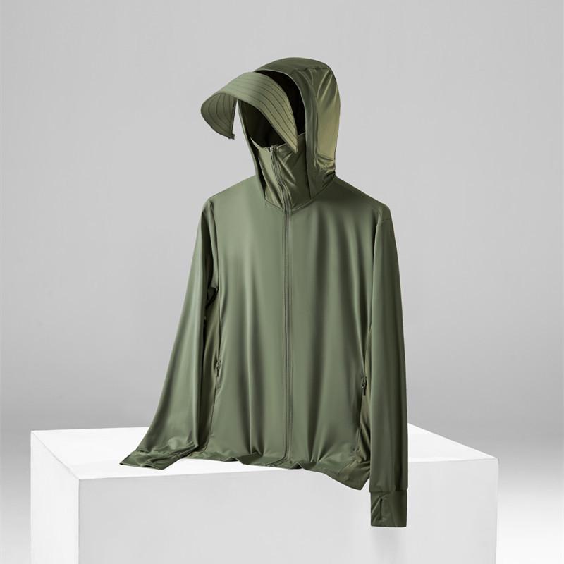 Men s  Women s UPF50+ Ultra-thin Breathable Sun Protection Hooded Ice Silk Windbreaker 2XL