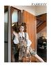 2025 Retro French Sweet Print Vest, Shirt, and Pleated Skirt Set