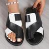 Casual Summer Slide Sandals with Contrast Color and Loop Toe Design