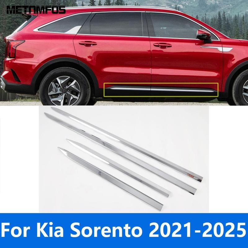 For Kia Sorento MQ4 -2024 2025 Carbon Fiber Door Side Line Strip Body Skirt Molding Trim Sticker Accessories Car Styling