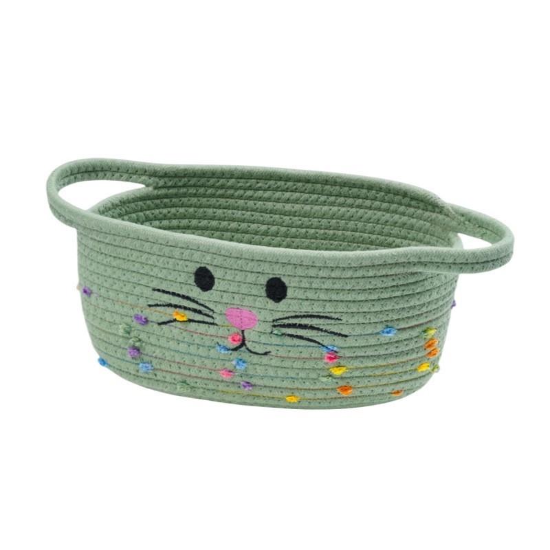 

Home Office Storage Organizer Eco-friendly Storage Solution Handmade Capacity Woven Basket with Handle for Toy Storage зелений
