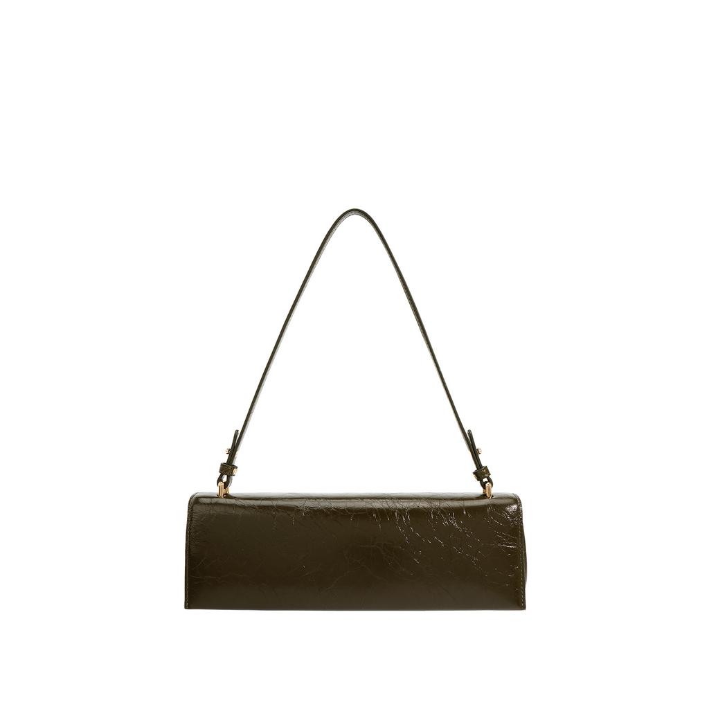 Cowhide underarm shoulder bag women's 2025 new high-end first layer oil wax drop pattern soft small square bag baguette bag