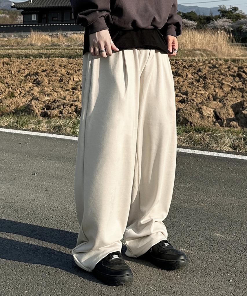NUBINDA Single-Pleat Elastic Wide Pants [Ivory]