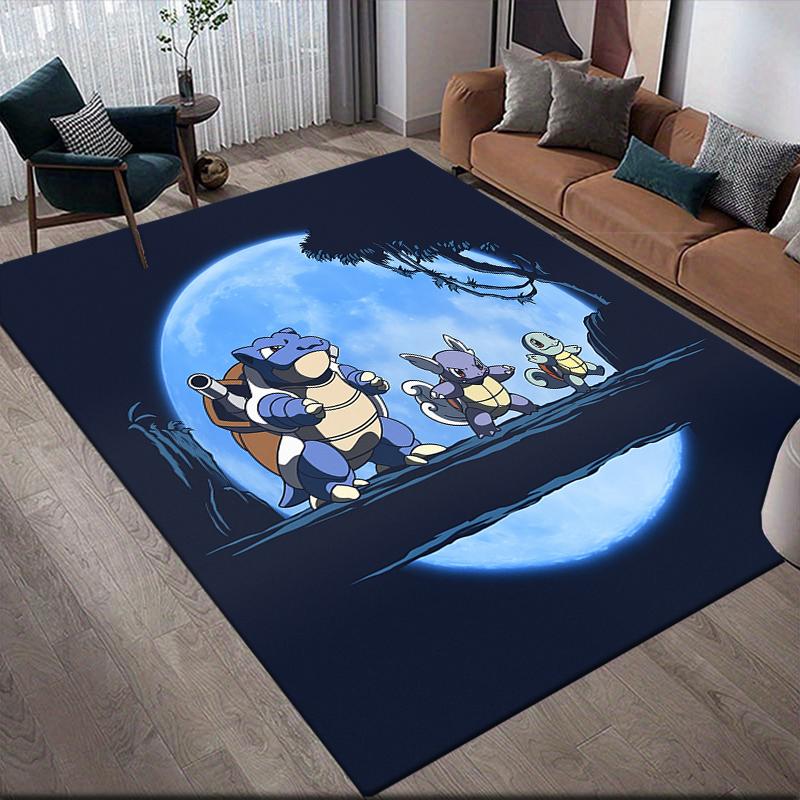 Cute Pokemon Square Area Rug, Non-Slip Floor Mat for Home Decor, Perfect Gift for Anime Fans