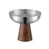 High Feet Stainless Steel Dessert Cup Wood Handle Large-caliber Ice Cream Cup Stable Base Corrosion-resistant Yogurt Bowl