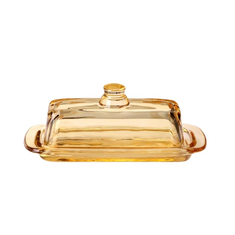 Glass Butter Dish Lid Included Elegant Plate for Butter Storage and Snacks Serving Practical Kitchen Tool