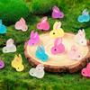 60pcs Luminous Resin Bunny Ornament Decoration Glow In Dark Resin Bunny Figure for Birthday Party