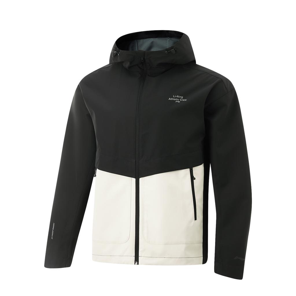 LiNing Fitness Series Ruffled Water-Resistant Windbreaker Hooded Letter Outdoor Running Camping Long Sleeve Zipper Jacket Men jackets AFDU951-6