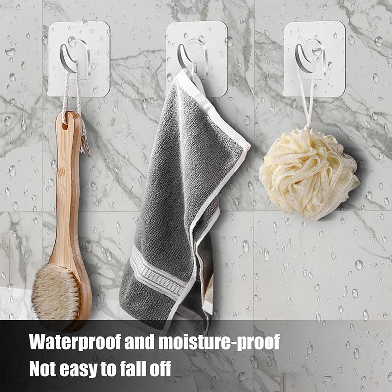 10-Pack No-Drill Adhesive Hooks Solid Plastic Anti-Skid Seamless For Bathroom/Kitchen