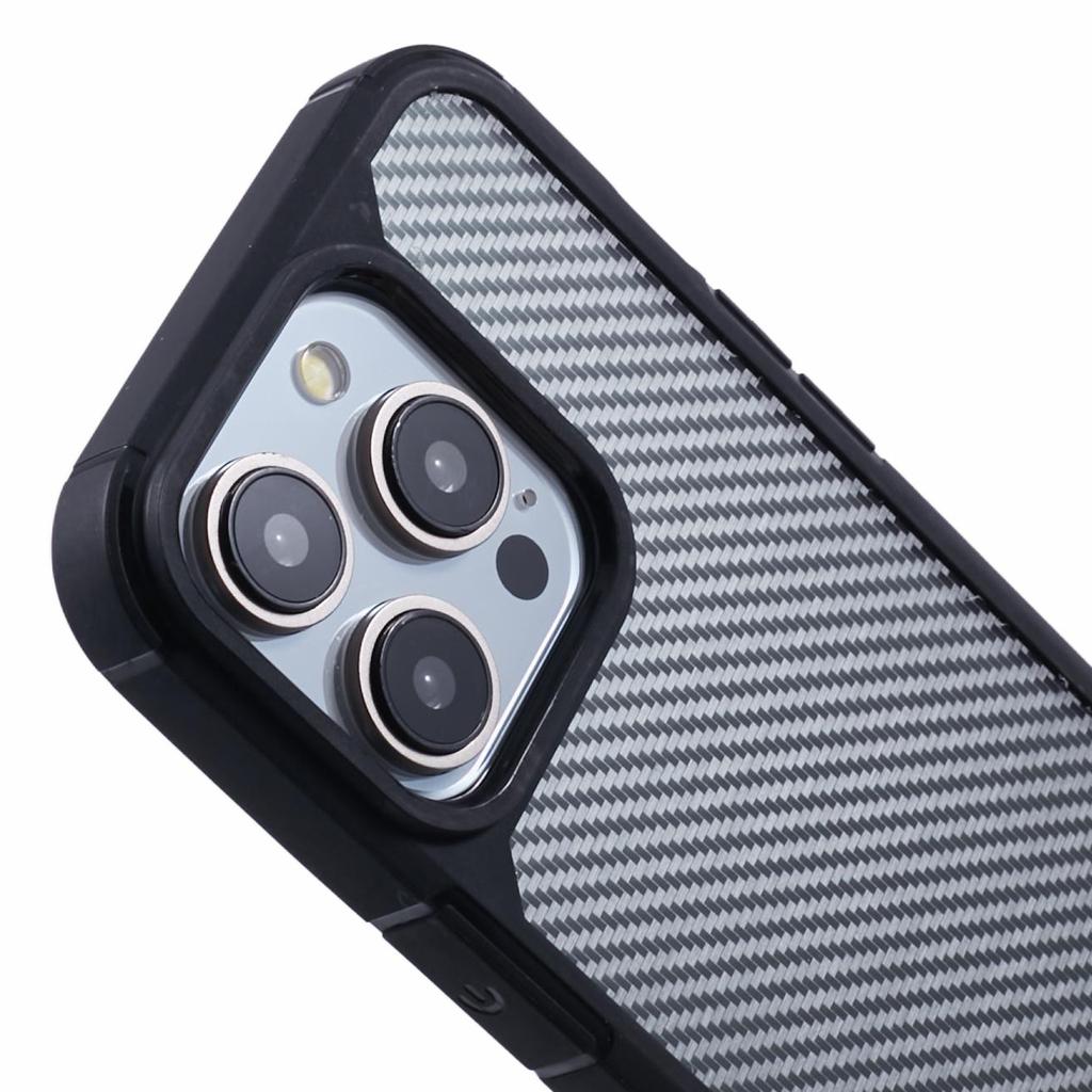 For iPhone 15 Pro Max Case Carbon Fiber Texture TPU+PC Anti-Drop Phone Cover