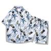 Men's Retro Floral Short-Sleeve Shirt & Beach Shorts Set for Seaside Vacations
