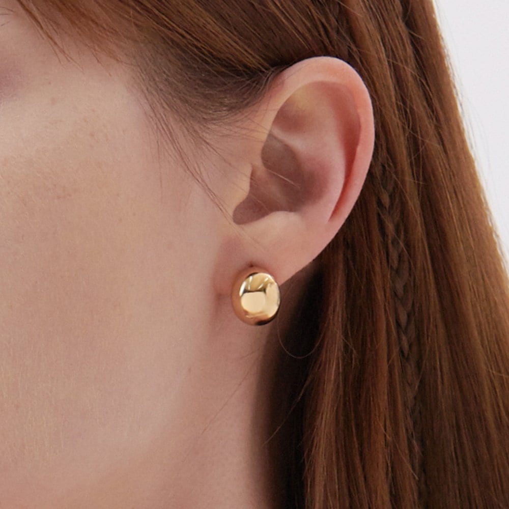 [By Leeer] Champagne Full Moon (Y) Wide Earrings Bh2E33208Ybxxx