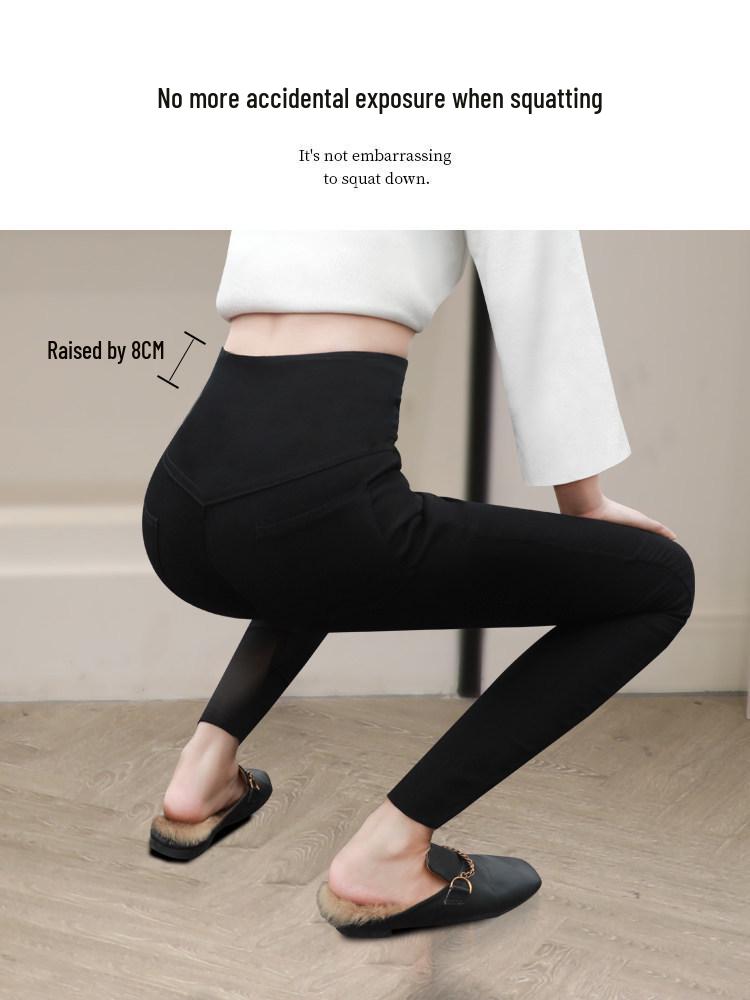 Women's High-Waisted Slimming Leggings - Spring 2026, Plus Size, Tapered, Elastic, Black Pencil Pants