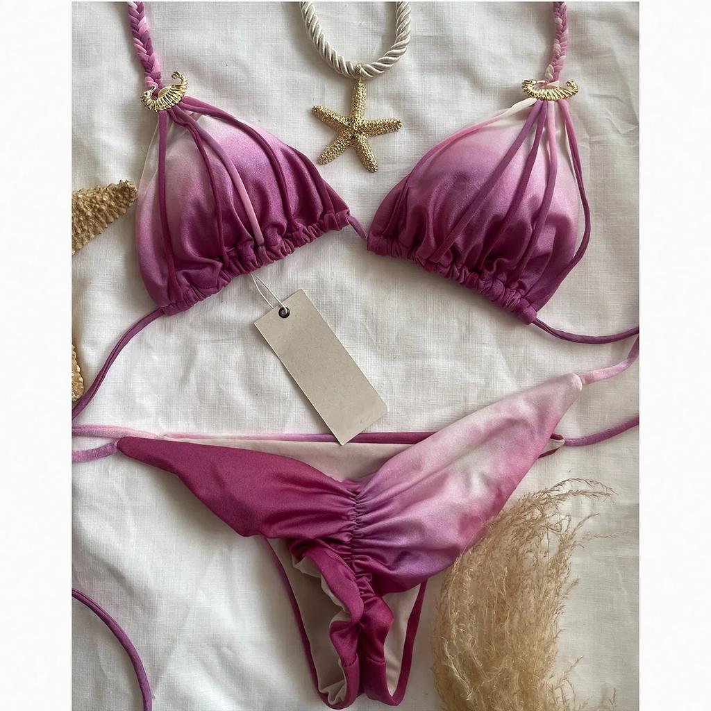 New bikini sexy tie dye split style swimwear for woman accessories swimsuit