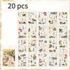 20 Sheets Traditional Ink Wash Character Landscape Sticker, Ancient Chinese Art Decorative Paper Craft Kit,for DIY Projects