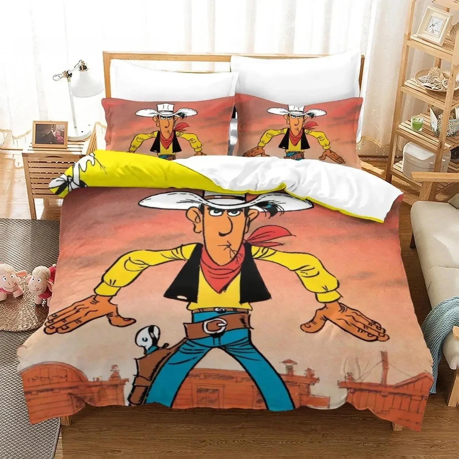 

Новий постільний комплект Lucky Luke Односпальний Твін Повний Queen King Розмір Комплект для ліжка Дорослий Дитяча Спальня Підковдра Комплекти 3D Комплект простирадл 70x133cm 2pcs