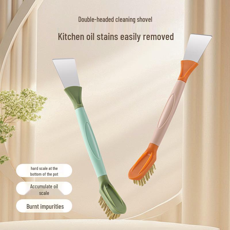 Double-Headed Kitchen Cleaning Brush: Gas Stove Scraper & Gap Tool for Oil & Dirt Removal