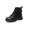Leather Martin Boots Women's British Style Autumn and Winter New Short Boots Side Zipper Round Head Thick Heel Lace-up Trendy Boots