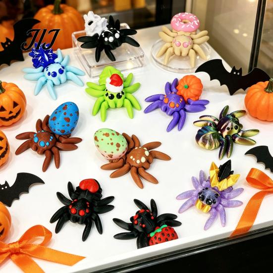Hatching Spider Eggs 3D Printed Egg Set with 10Pcs Articulated Small Spiders, Movable Joint Unique Holiday Gifts Figurines, Halloween Fidget Toy, Kids