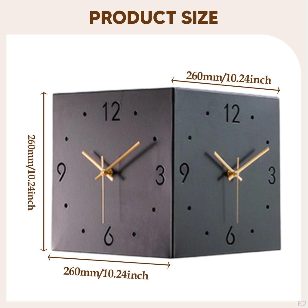 Double Sided Corner Wall Clock Non Ticking Modern Housewarming Gift Decorative with Light for