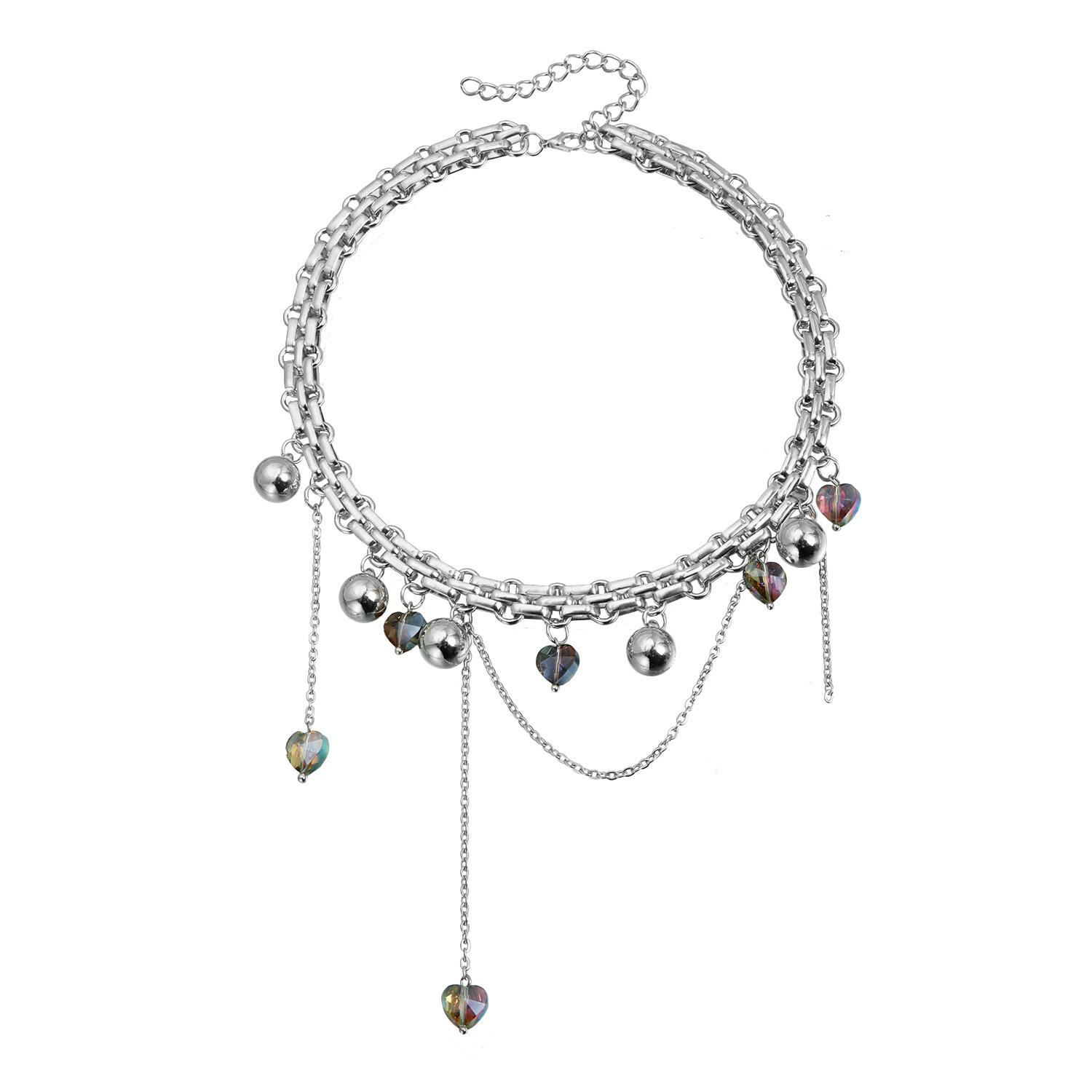 Metal love ball heavy industry necklace ins design vintage choker