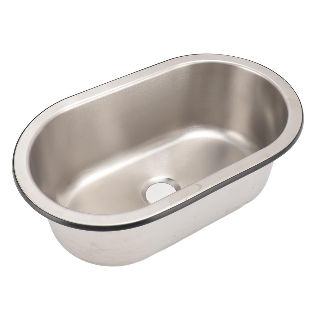 304 Stainless Steel Bar Sink Oval Shaped Washbasin Sink with 40mm Drain Hole for Boat Caravan RV Camper 13.6 X 8 X 5.2in