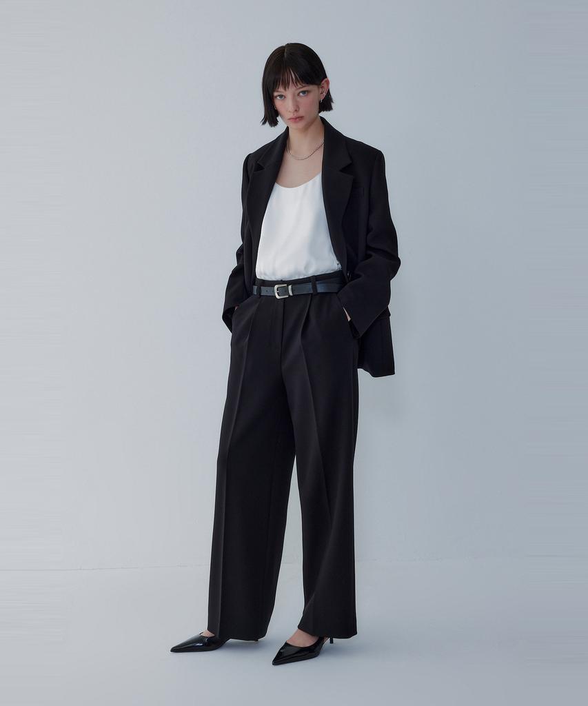 Bobeu One-Tuck Pleated Semi-Wide Pants_Black 7156130002
