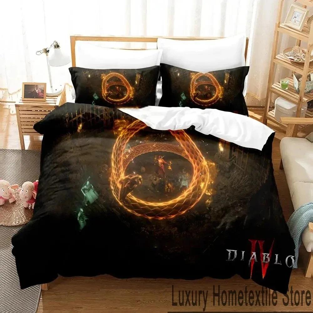 3D Print Diablo IV Game Bedding Set Duvet Cover Bed Set Quilt Cover Pillowcase Comforter King Queen Size Boys Adult Bedding