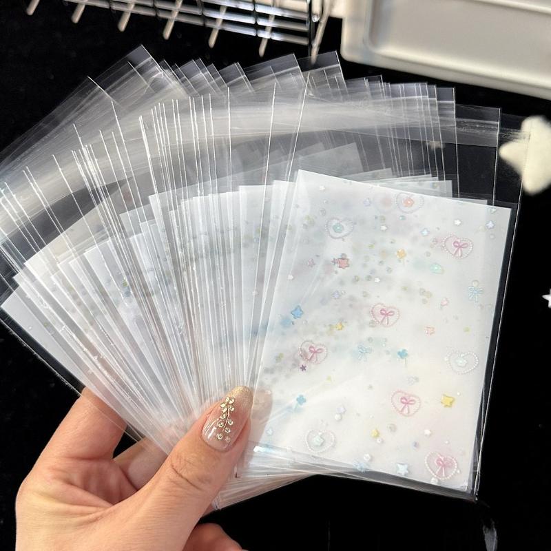 50Pcs Opp Plastic Bag Self Adhesive Transparent Plastic Bags Beads Jewelry Storage Packaging Gift Bag Small Card Holder