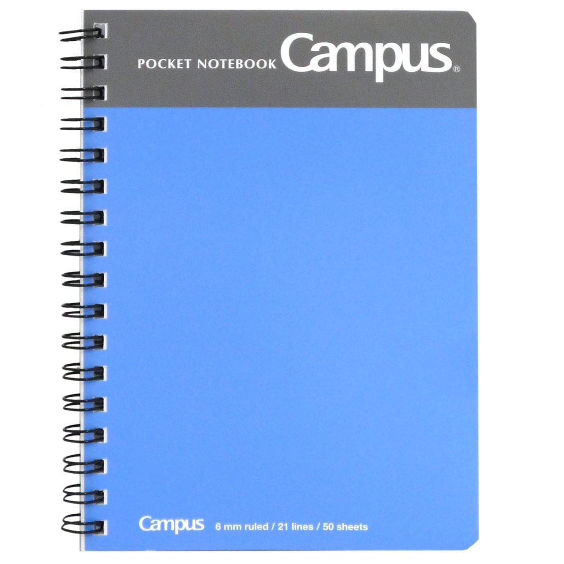 KOKUYO Pocket Twin 50 Blue Notebook, Ring, B-ruled, A6, sheets, No-412NB, синий