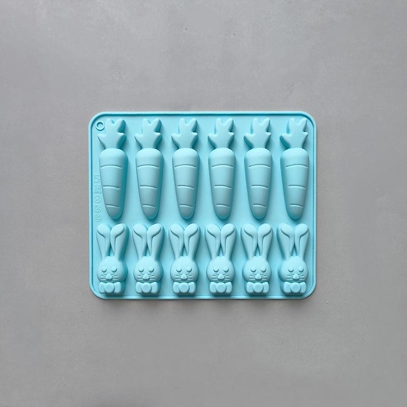 

1 шт. Милые мультяшные кролики, морковь, силиконовая форма для жевательной резинки, геометрические животные, кубики льда, конфеты, шоколад, антипригарная форма для выпечки синий