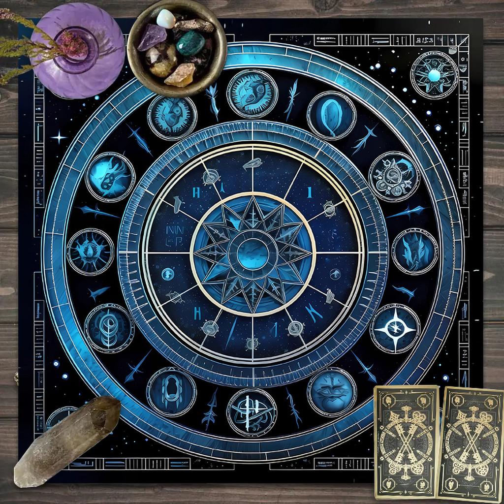 1 stuk Tarotkaart tafelkleed, mystiek runen astrologie altaarkleed, heksenhut decoratie tafelkleed, kaartspel tafelkleed