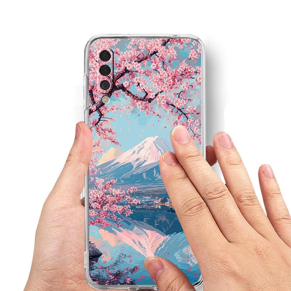 Phone Case For Samsung A26 A36 A56 A54 A52 A50 A70 A40 A20E A12 A14 A16 A22 A24 A42 A34 A32 5G A06 Cover Japan Mount Fuji Cherry
