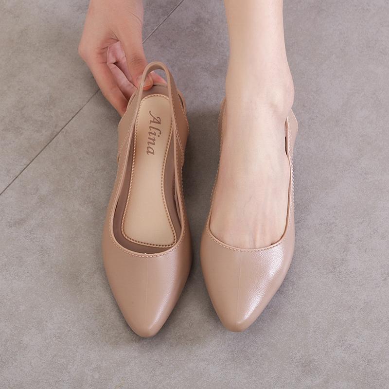 Neu Frauen Sandalen Slingback Casual Skidproof Strand Schuhe Für Weibliche Spitz Zehe Chunky Med Heels Flip-Flops