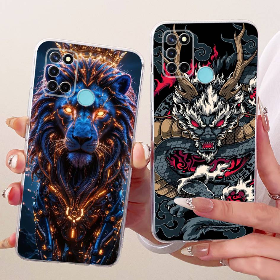 For Realme C17 Case RMX2101 Popular Flower Transparent TPU Silicone Cover For Realme 7i RMX2103 Funda RealmeC17 C 17 Phone Shell