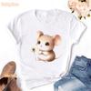 Mouse Wish Dandelion Print T Shirt Girls Kawaii Clothes Summer Fashion Tops Tee Shirt Unisex Harajuku Shirt