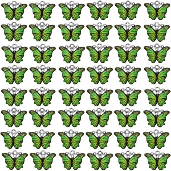 Zhiheng 50 Pack Alloy Butterfly Charms Monarch Butterfly Enamel Pendant Beads for Jewelry Making DIY Earring Necklace Bracelets Accessories Wine
