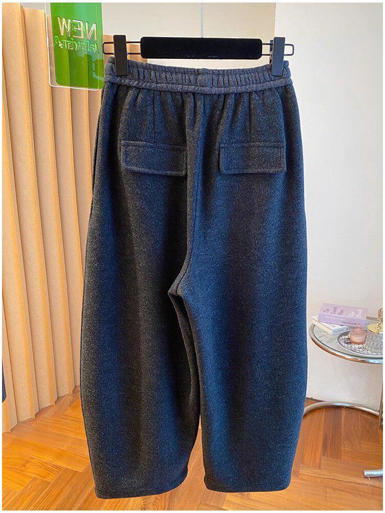 Korean High-Waisted Wide-Leg Drape Pants for Women - Plus Size Fall/Winter Drawstring Casual Pants