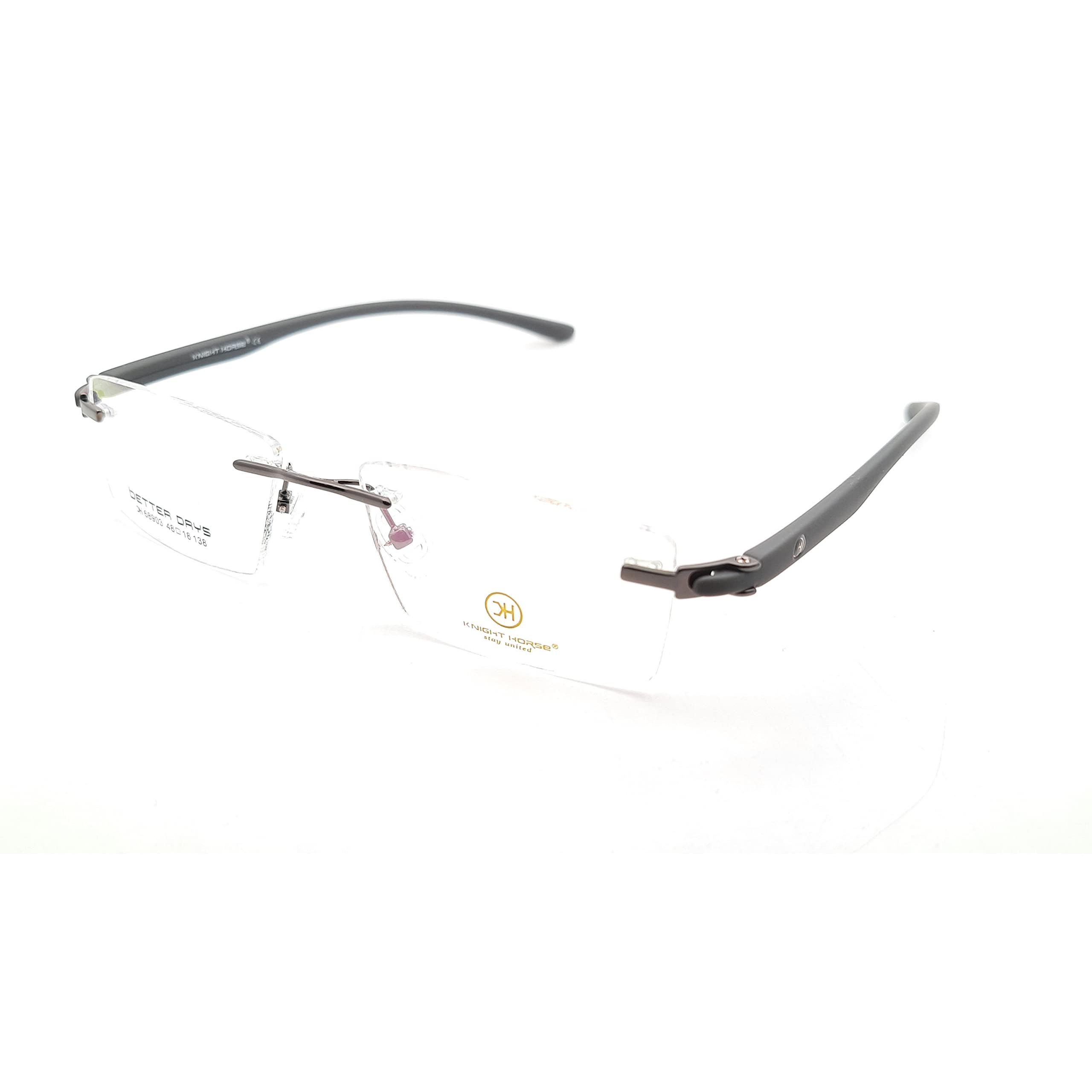 RSINC Rim Less frame/eyeglass/Spectacle,Leather  For Men And Women,  Black-Black HC68903 (IB-13) BZ-7140-UEQM